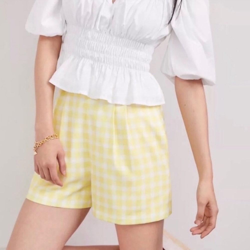 Yellow Plaid Anthropologie Shorts